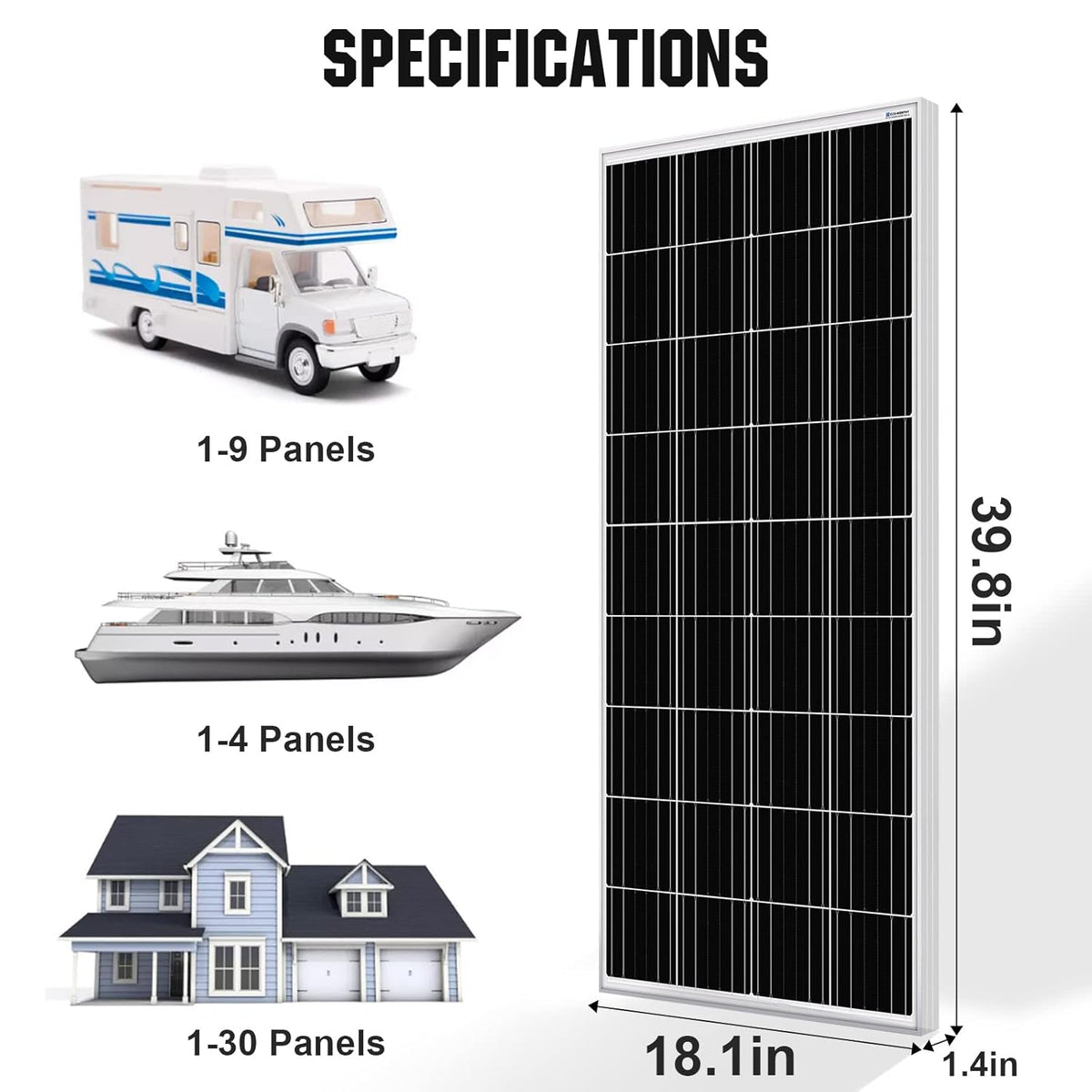 2pcs 100 Watt 12 Volt Monocrystalline Solar Panel C63097