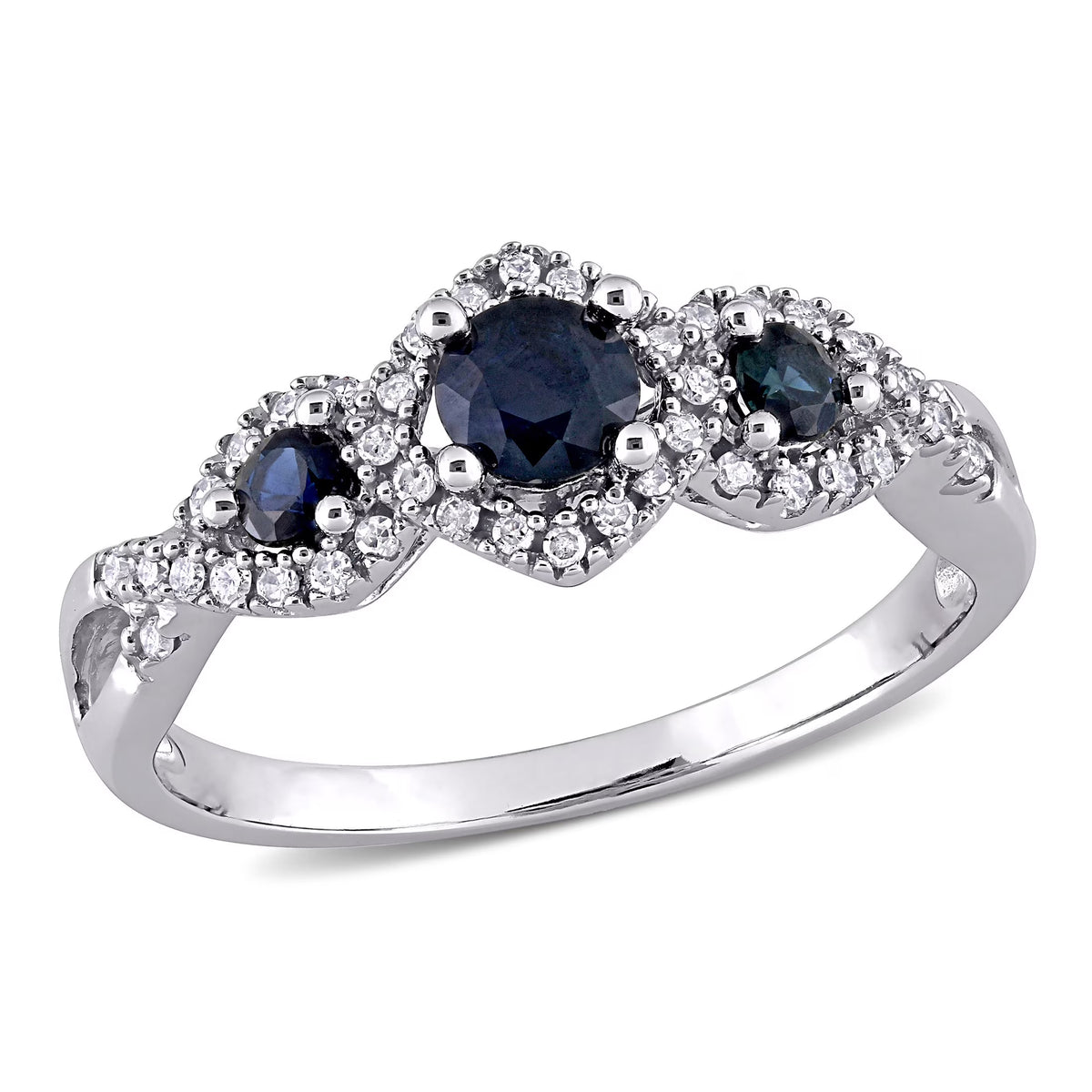 10k White Gold Sapphire Diamond Engagement Ring C585