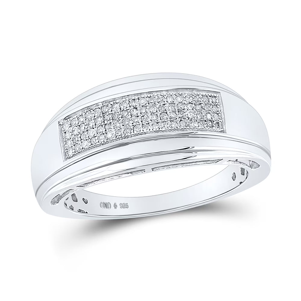 Sterling Silver Diamond Wedding Band Ring Size 11 A3818