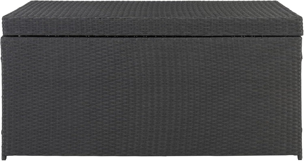 Black PE Rattan Deck Box with Lid V67831
