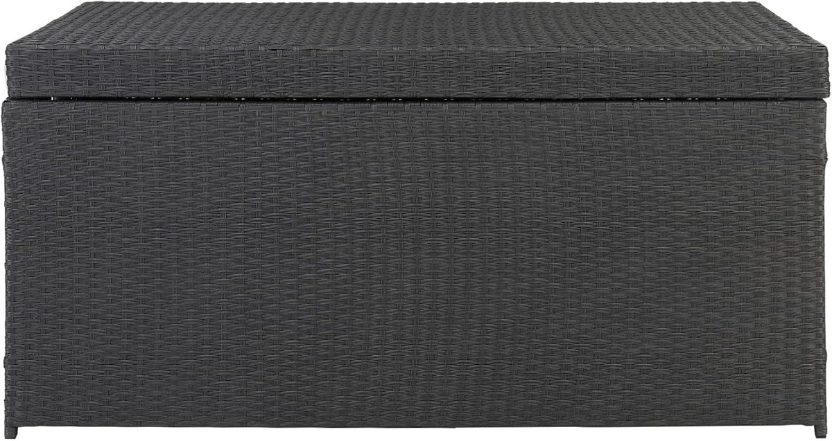 Black PE Rattan Deck Box with Lid V67831