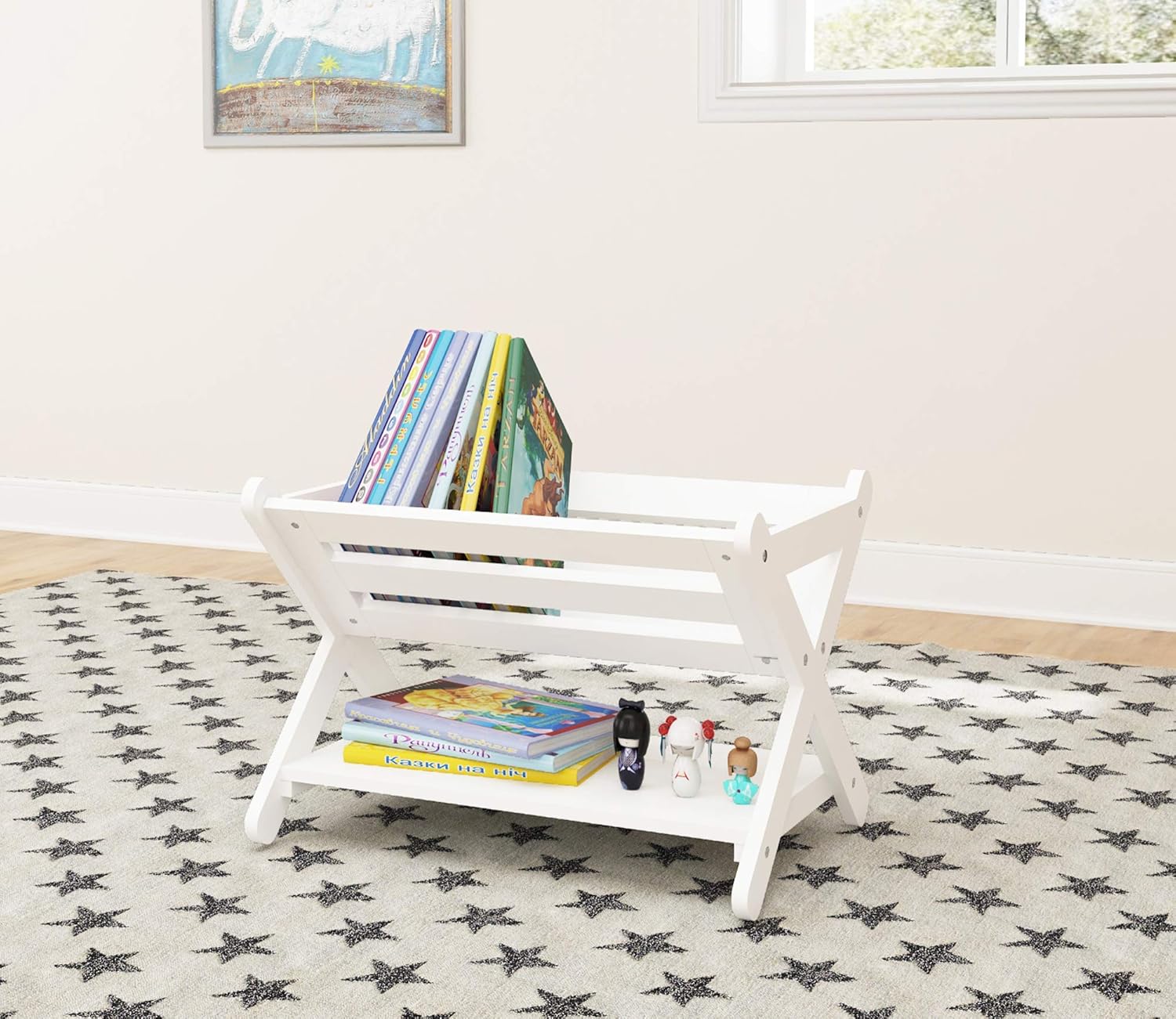 White (Grey) Pack of 2 Kids Bookcase Storage Organizer F345