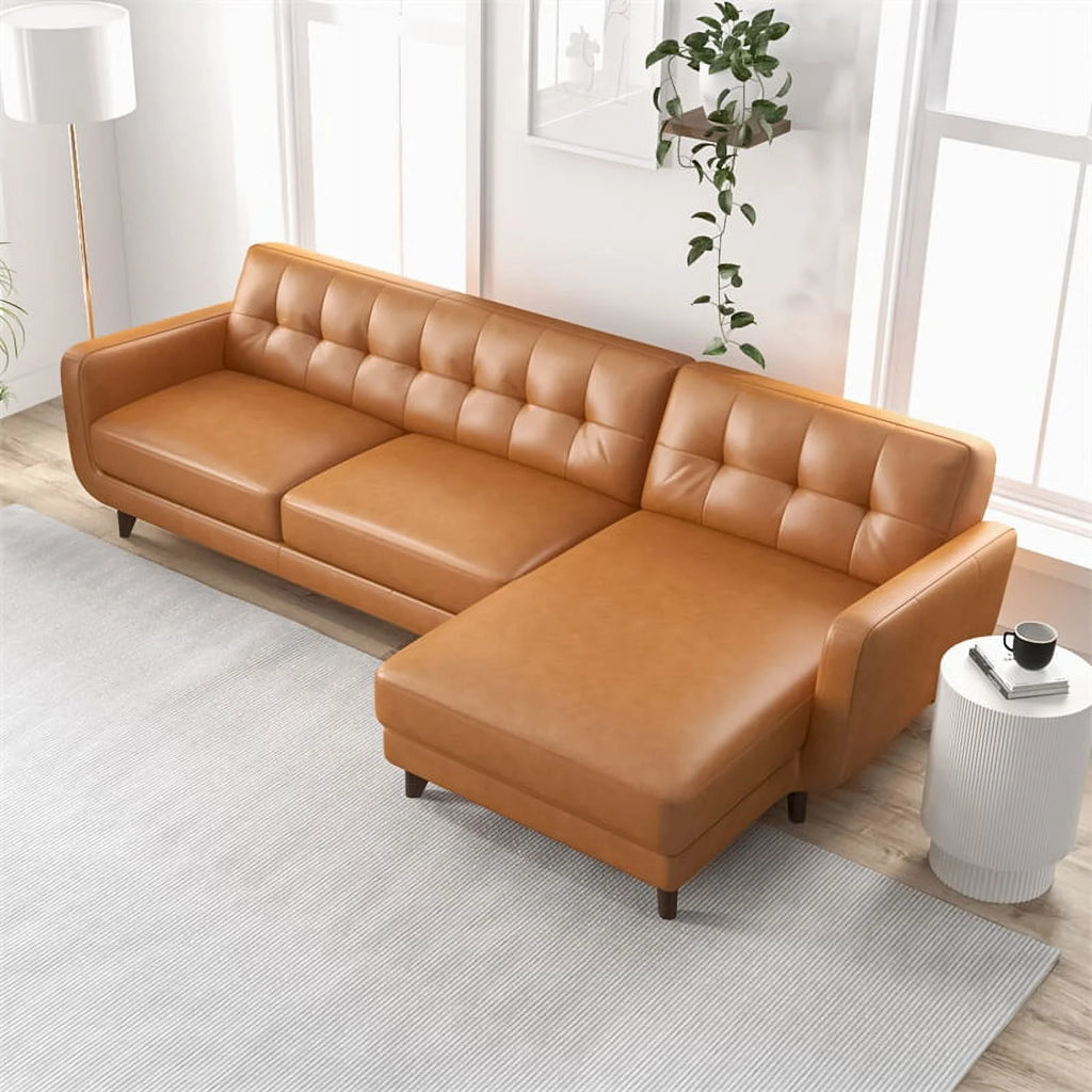 Brown Leather Right-Facing Sectional I931