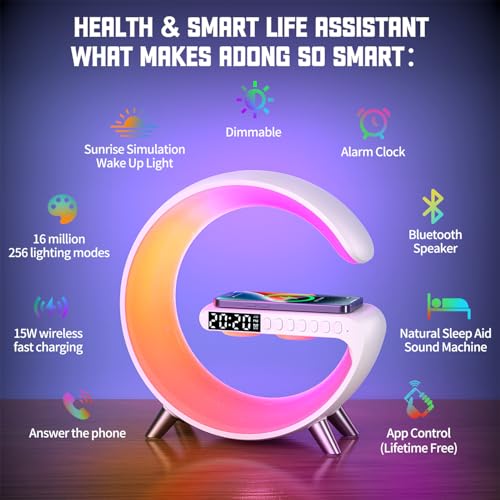 Smart LED Night Light with Wireless Charger and Bluetooth Speaker G794910