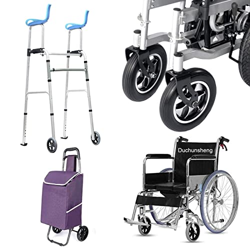 2 Pcs Front Castor Wheel, 7 Inch 8 Inch Wheelchair Wheels, Solid Rubber, With 5/16" (8 Mm) Bearing A940552