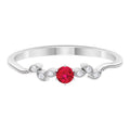 Ruby Promise Ring with Diamond, 925 Sterling Silver N40273