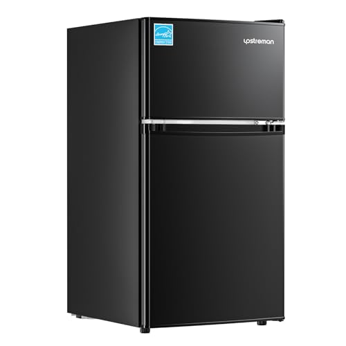 3.1 Cu.Ft Double Door Mini Fridge with Freezer, Black M93374