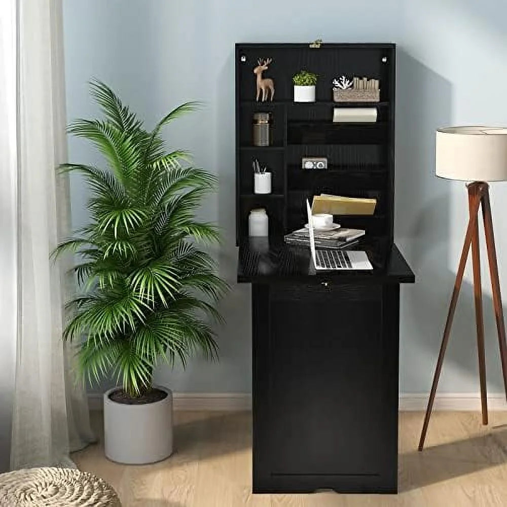 Wall Mounted Folding Desk with Adjustable Shelves Y337968