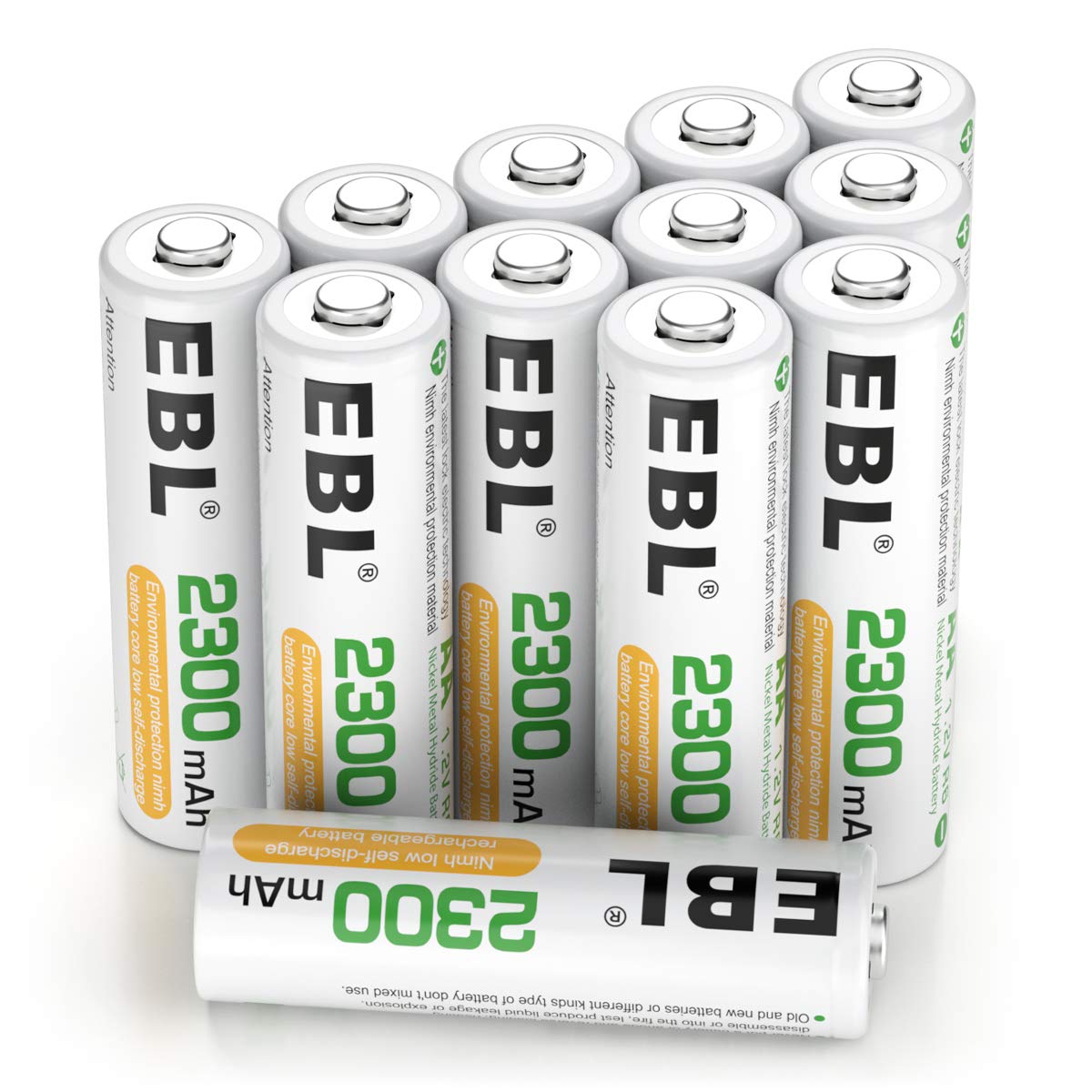 2300mAh NiMH Rechargeable AA Batteries, Pack of 12 V62675