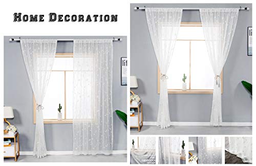 White Taupe 53 x 84 Inch Semi Sheer Voile Curtains V542