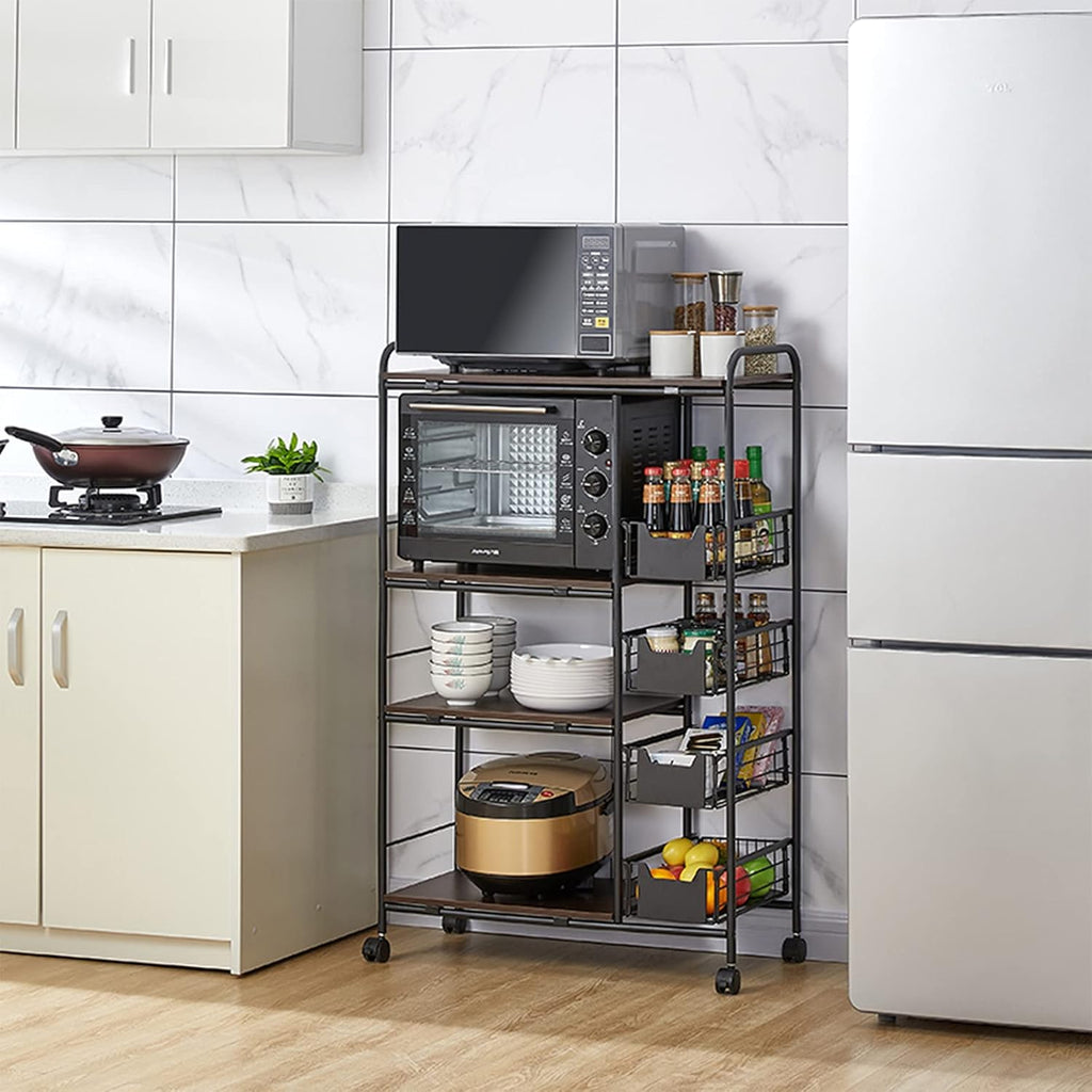 Kitchen Standing Bakers Rack with Storage Basket H984113