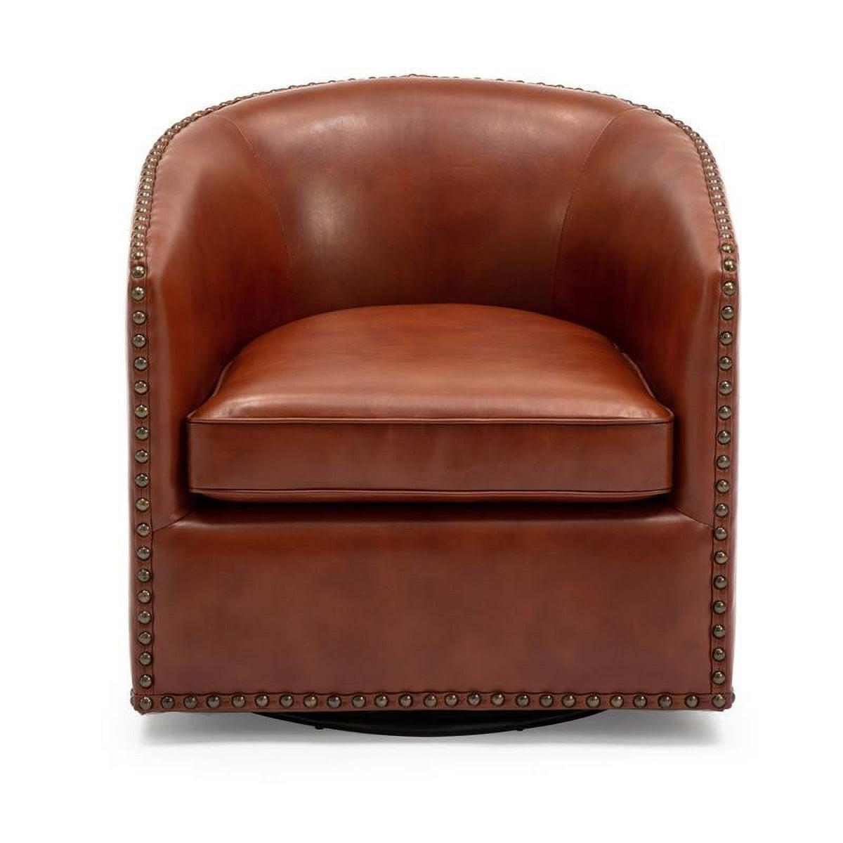 Caramel Faux Leather Swivel Arm Chair T6011