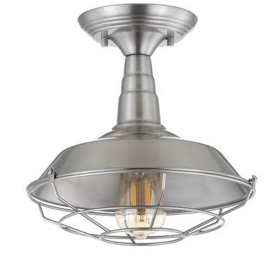 Brushed Nickel Caged Dome Semi Flush Mount Light P4505