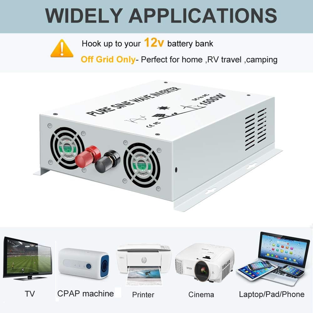 1500W Pure Sine Wave Power Inverter 12VDC to 120VAC U330491