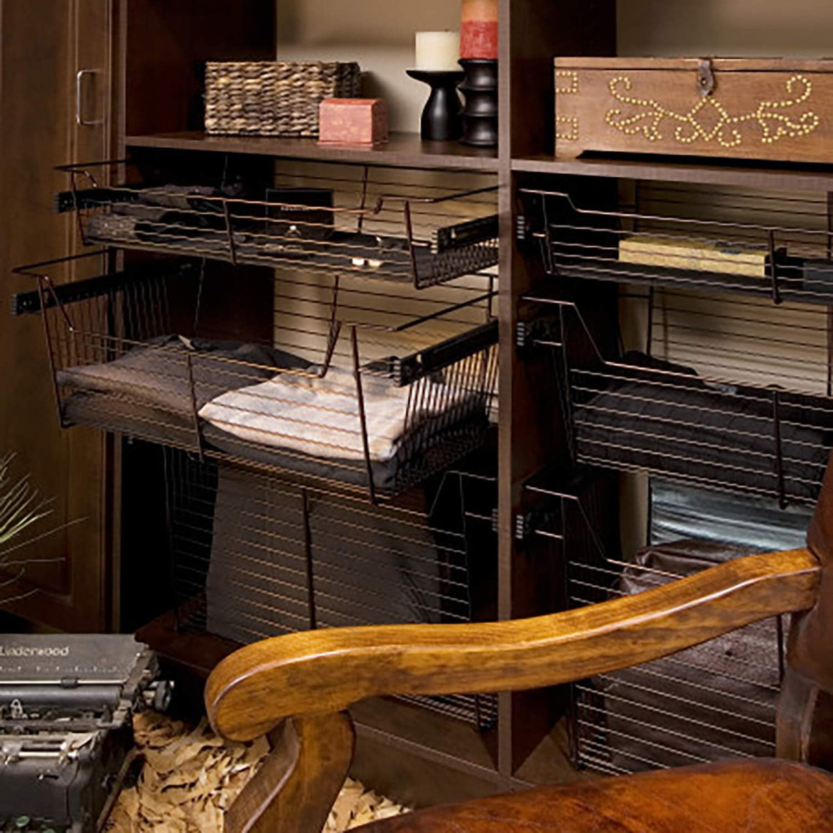 Bronze Wire Pullout Storage Basket for Cabinet D83422