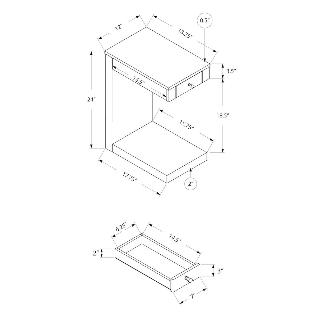 White Accent Table with Drawer G255074