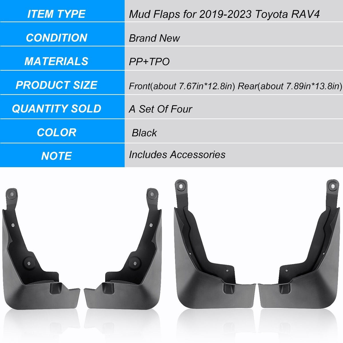 4PCS Mud Flaps Splash Guards Front & Rear Fender T87623