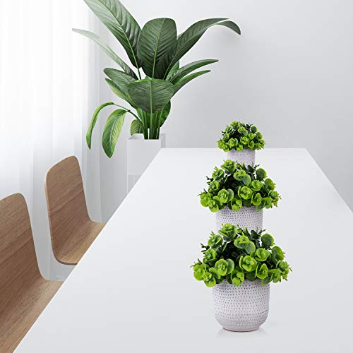 2 Pack Artificial Succulents in Ceramic Planters Fake Greenery Potted H1976