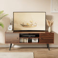 Mid-Century Modern TV Stand with Storage Cabinet and Open Shelves, Brown D639679