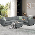 Grey Modular Sectional Sofa with Ottoman D386