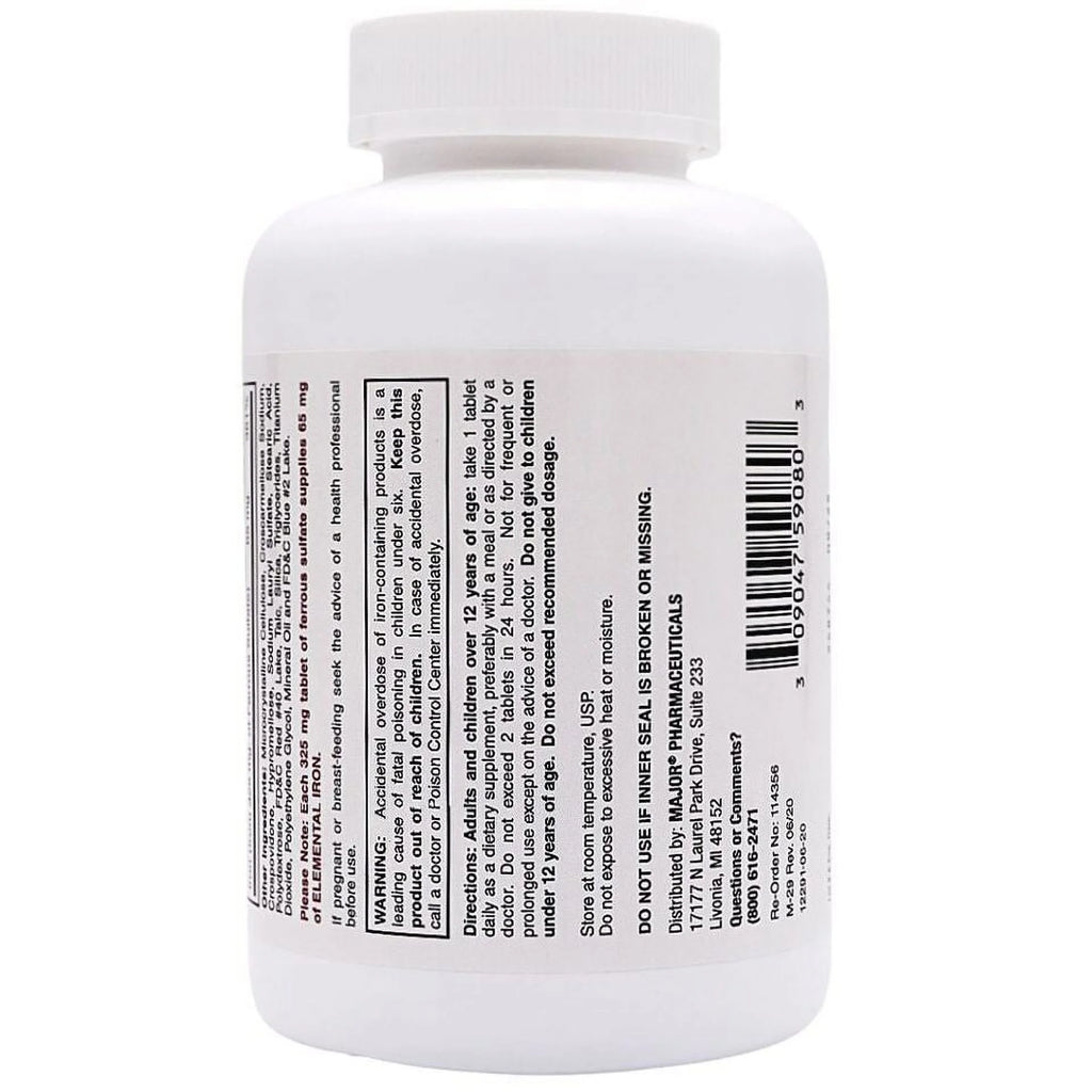 Ferrous Sulfate Iron Supplement 325 mg - 1000 Tablets K939565