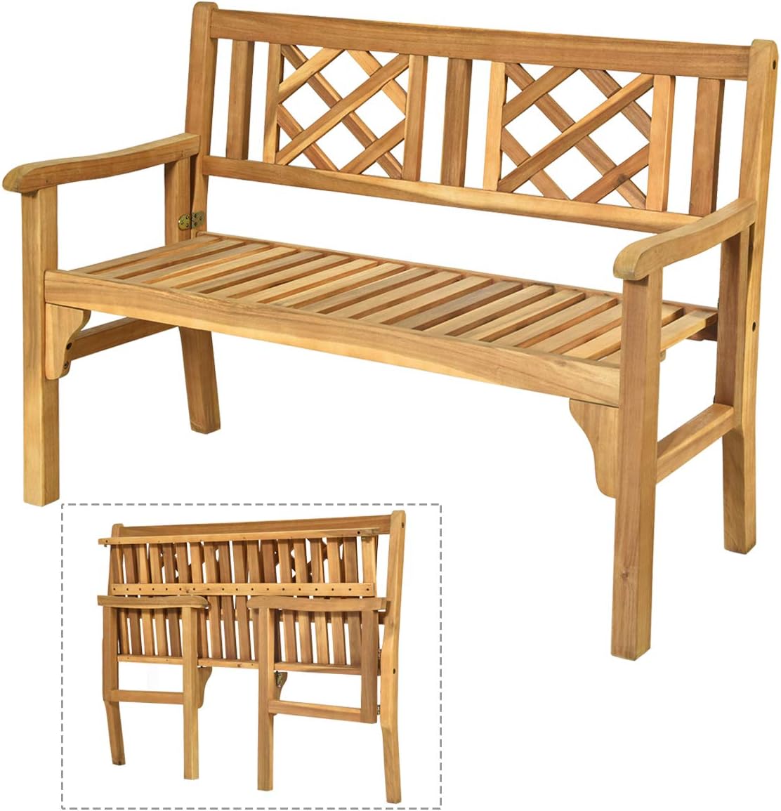 Teak 4 Ft Foldable Acacia Wooden Bench W11746