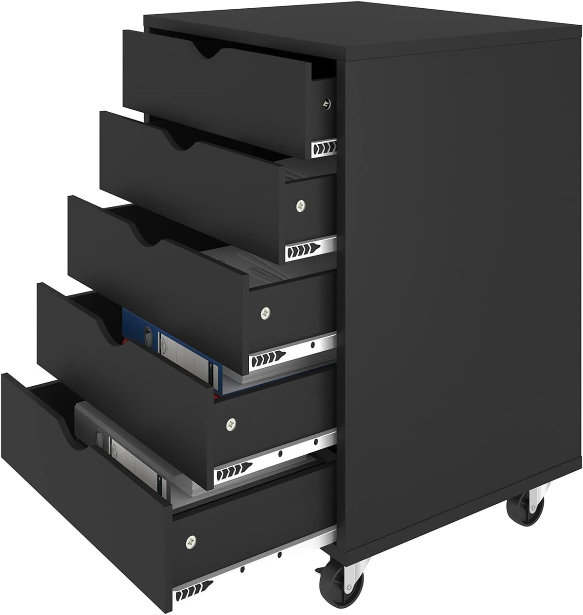 Black 5 Drawer Mobile File Cabinet F23281