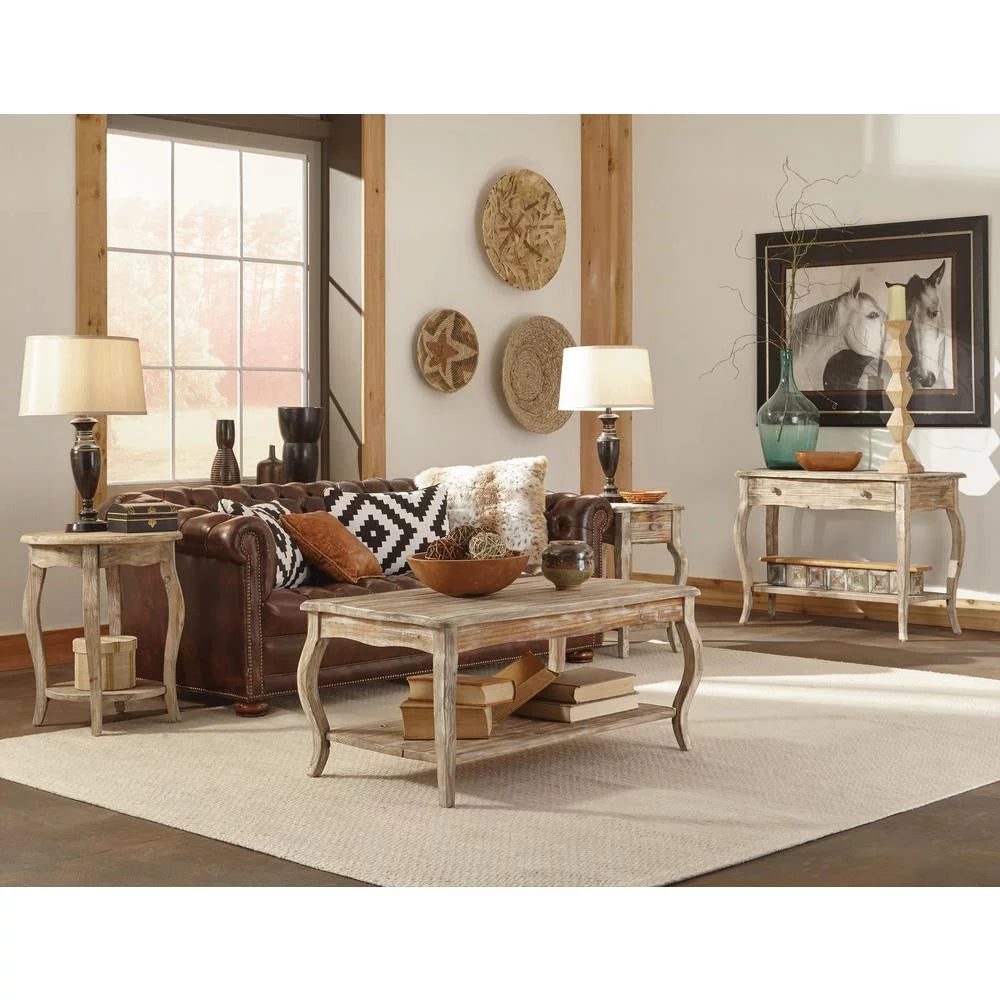 Rustic Reclaimed Media Console Table, Driftwood M9386