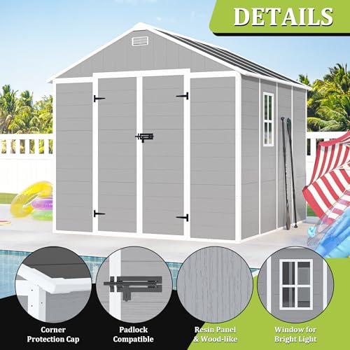 Gray 8x8 FT Outdoor Resin Storage Shed B56003
