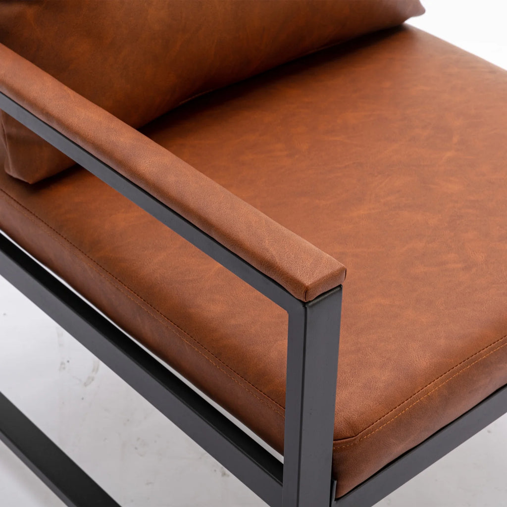 Orange PU Leather Metal Frame Accent Chair P24747