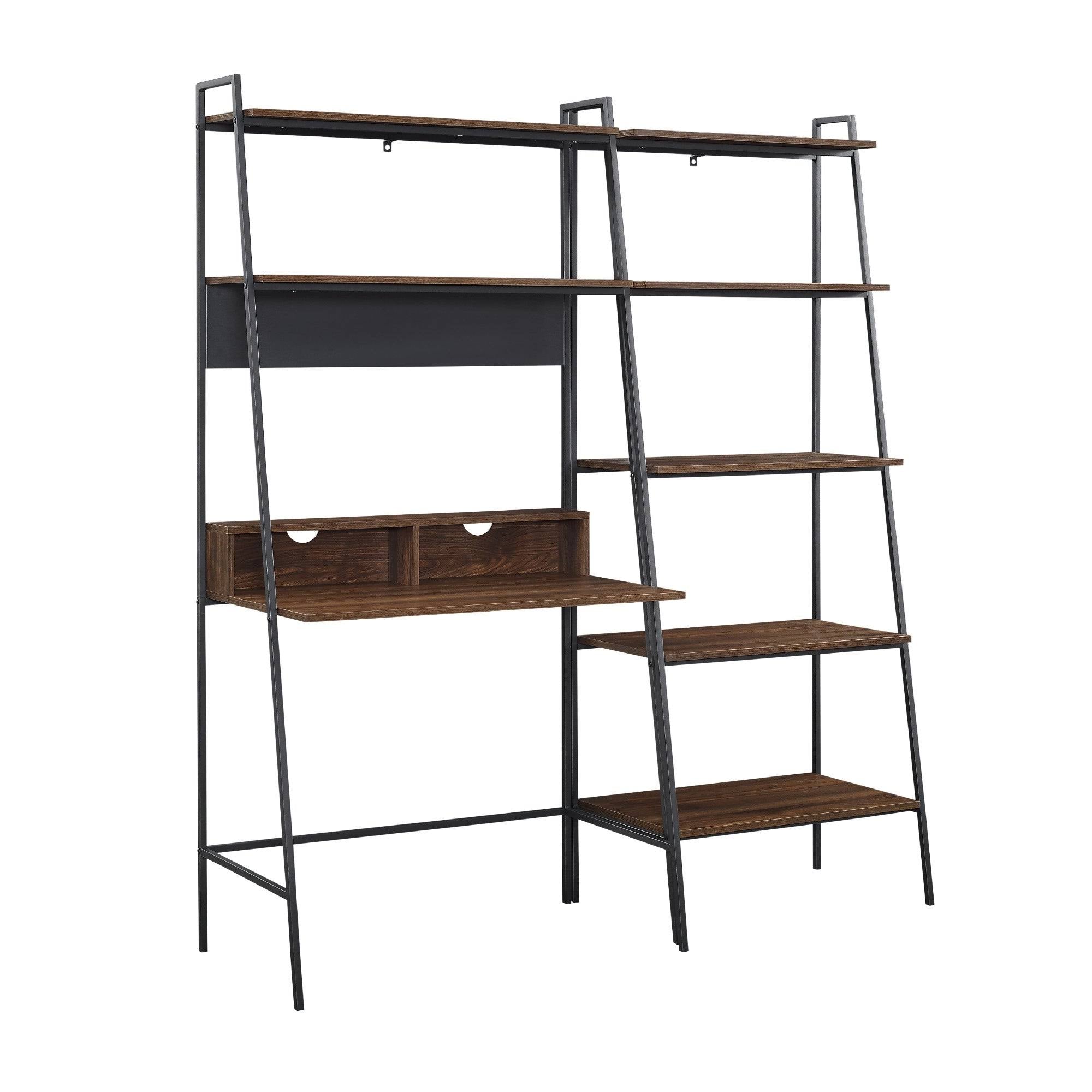 2-Piece Desk and Ladder Shelf Set - Rustic Oak N586631
