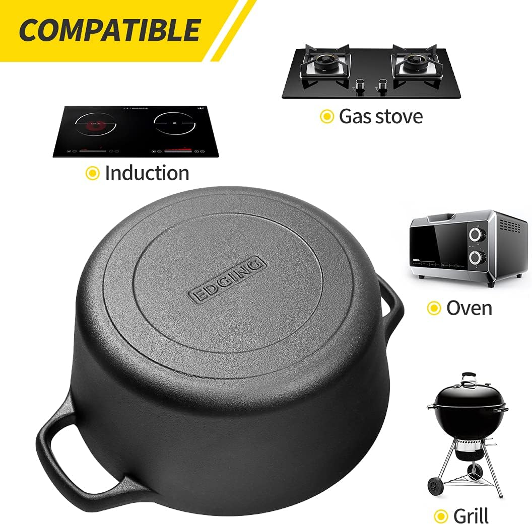 2-In-1 Pre-Seasoned Cast Iron Dutch Oven Set, 5-Quart Pack of 2 V539375