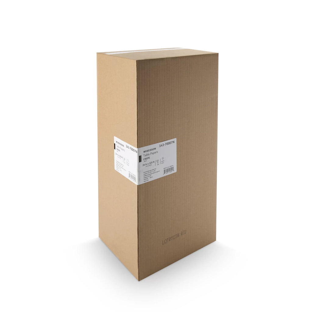 White Crepe Table Paper 24'' W x 125' L 12 Rolls P47645
