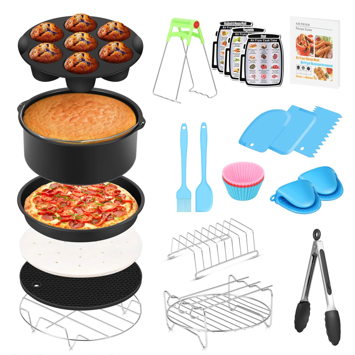 17 Set 8 Inch Air Fryer Accessories with Recipe Cookbook S8545