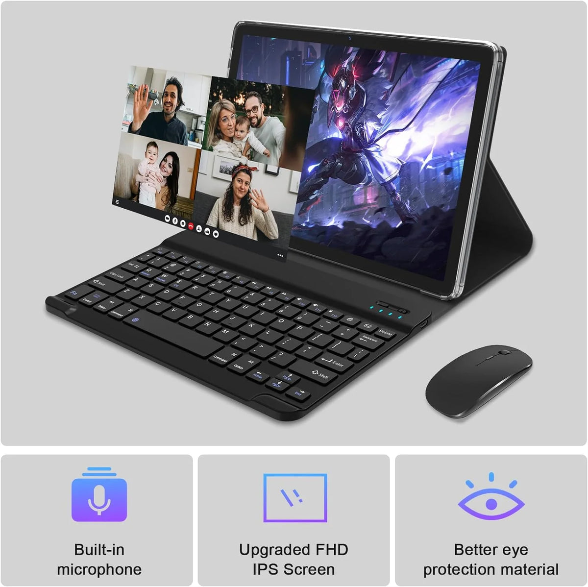 10 Inch Android Tablet with Keyboard, 128GB ROM + 16GB RAM, Octa-Core Processor Y175346
