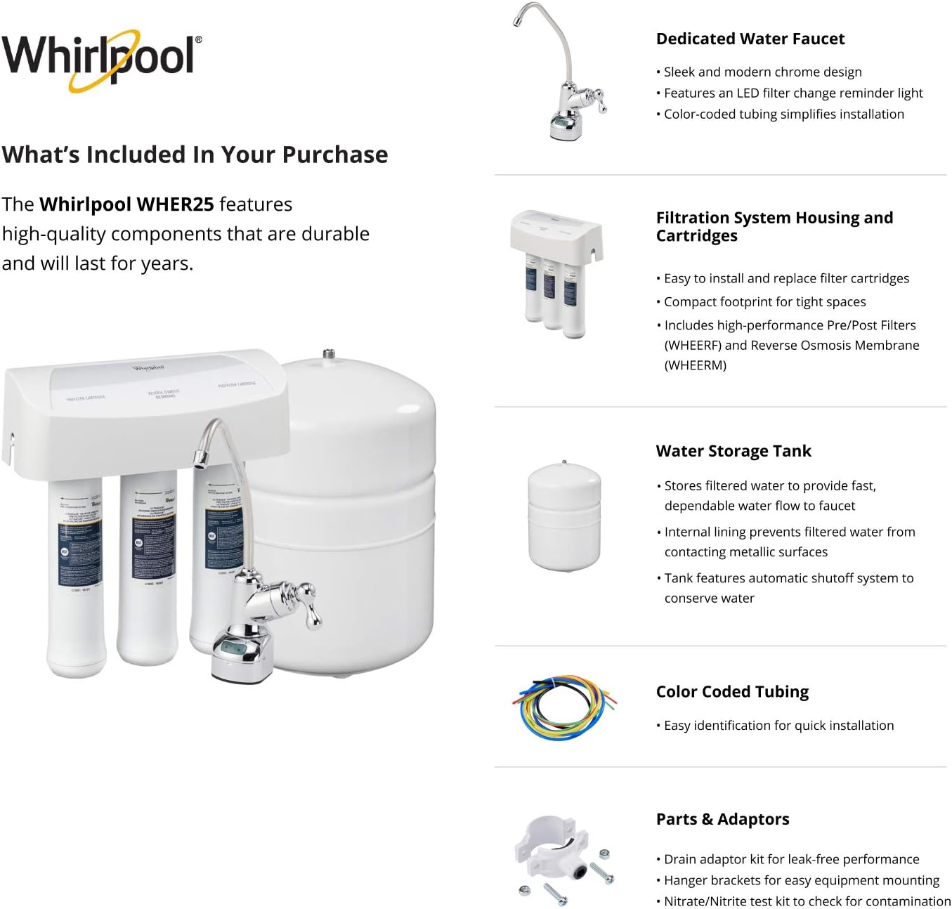Reverse Osmosis Filtration System With Chrome Faucet, White L300035