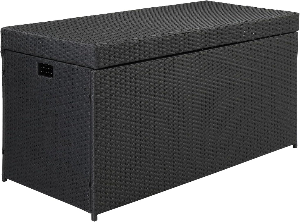 Black PE Rattan Deck Box with Lid V67831
