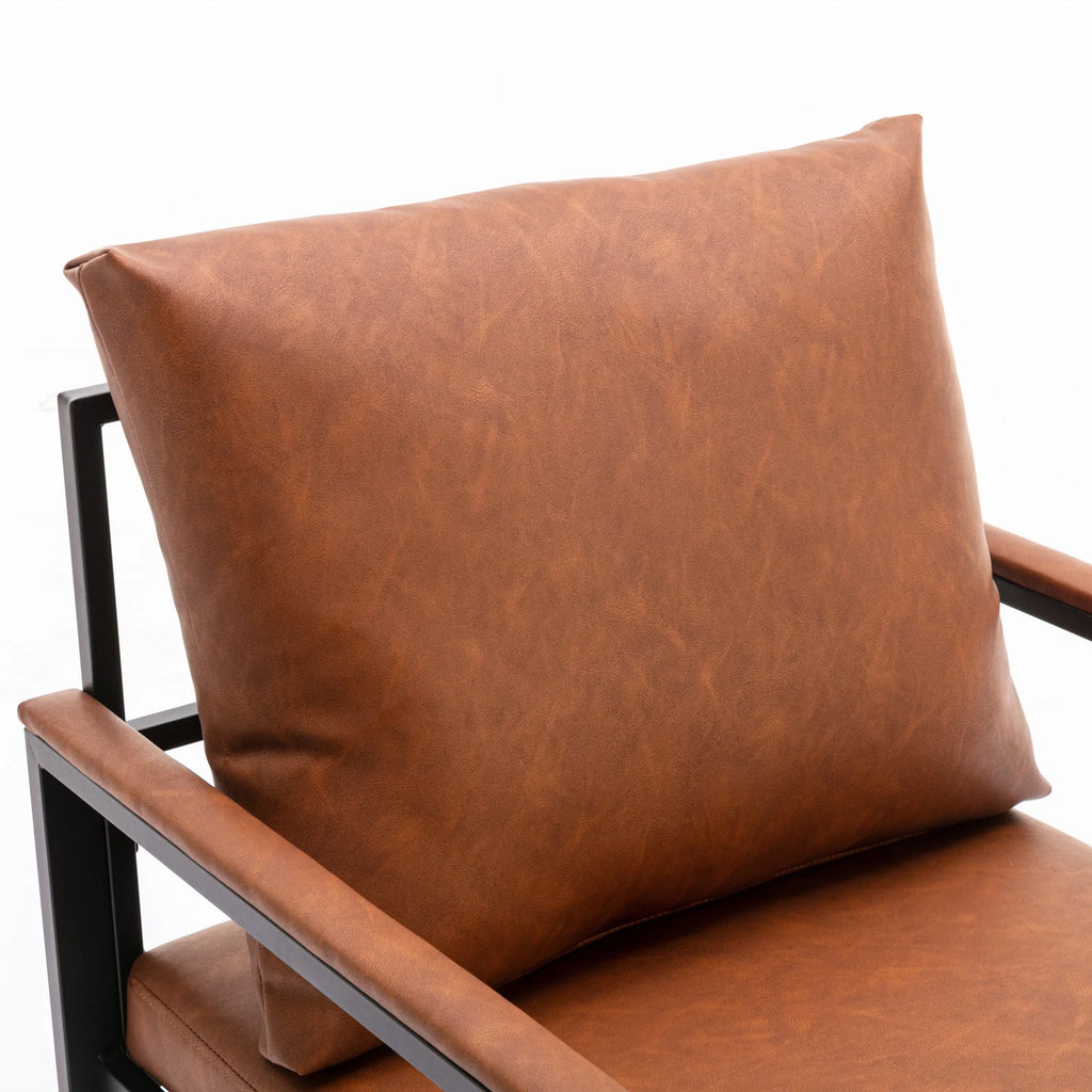 Orange PU Leather Metal Frame Accent Chair P24747