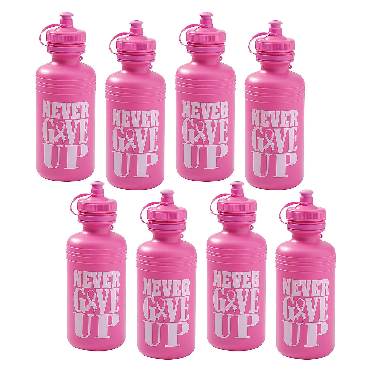 Pink Ribbon Reusable BPA-Free Plastic Water Bottles Bulk 60 Ct C4385