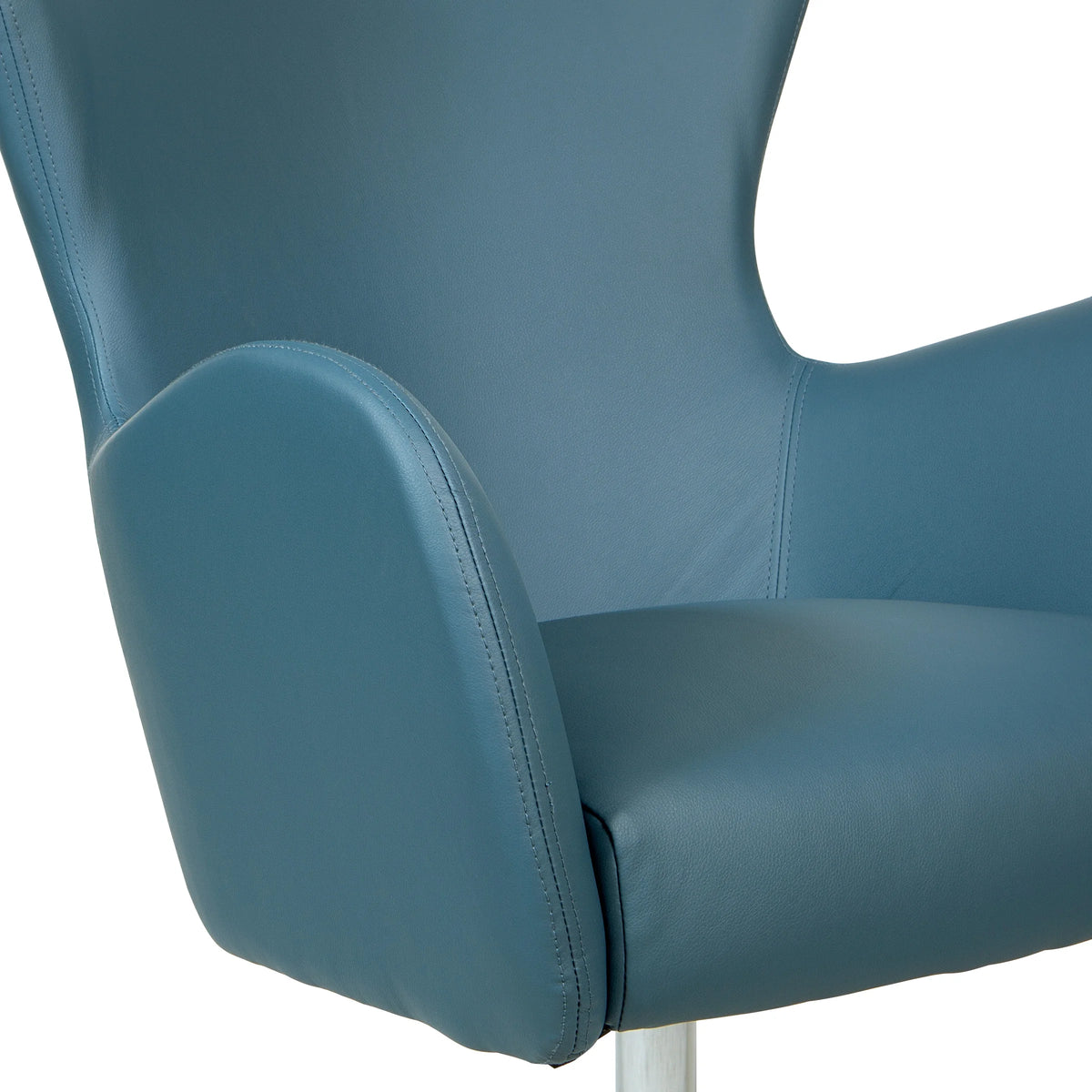 Swivel Armchair in Blue Faux Leather with Aluminum Base Y1195