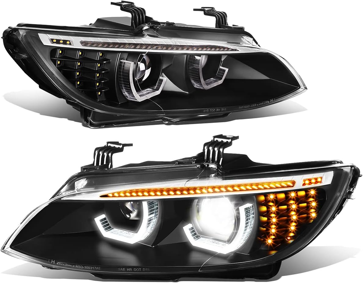 Dual LED Turn Signal Projector Headlights, Black Housing U232