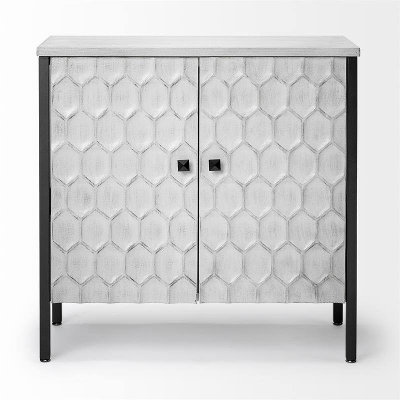White Wood and Iron 2 Door Cabinet H458091