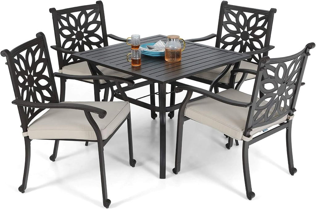5 Pieces Patio Dining Set with 4 Chairs and 1 Square Table A660127