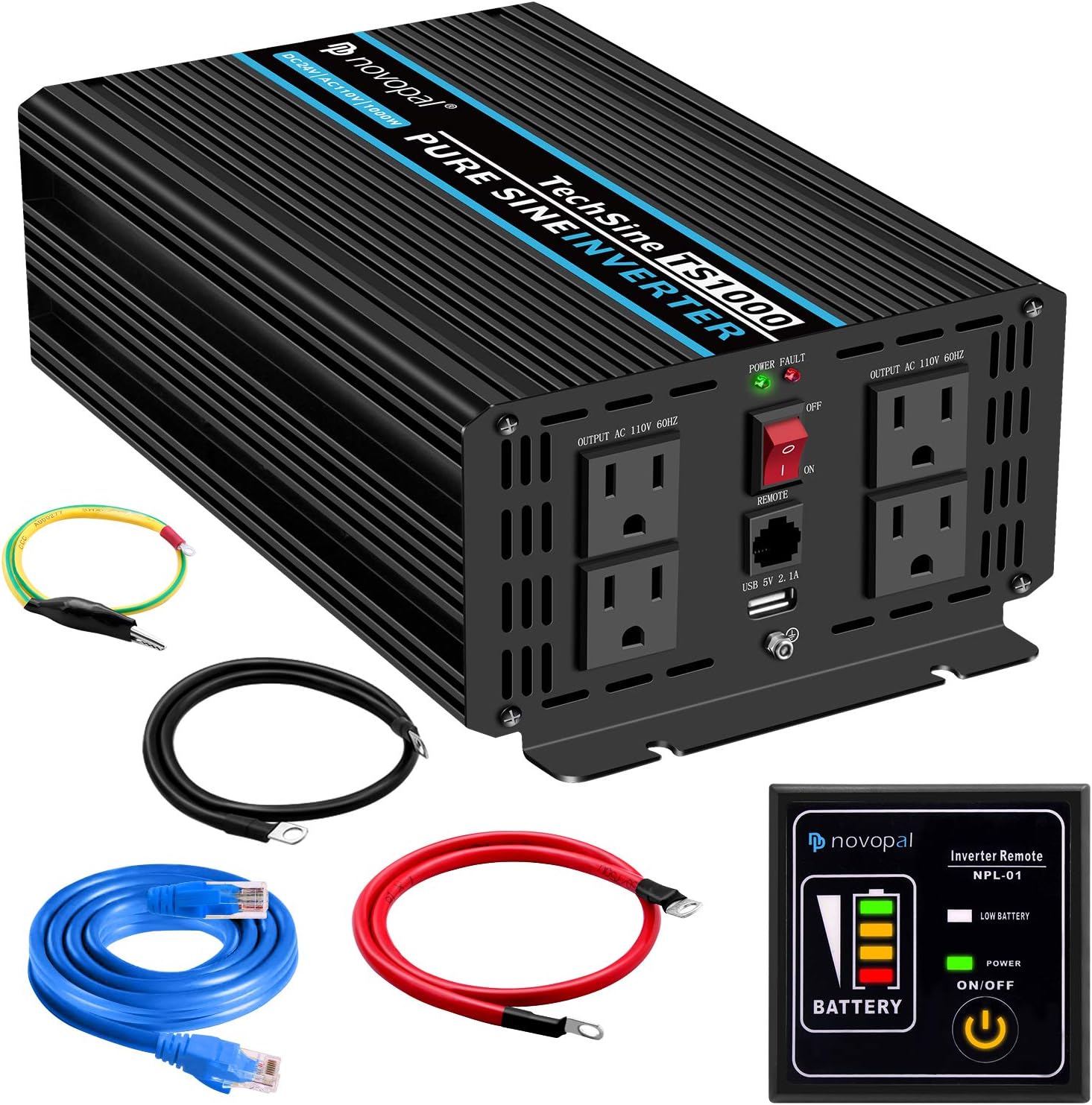 1500 Watt 24V Pure Sine Wave Inverter with 4 AC Outlets S797924