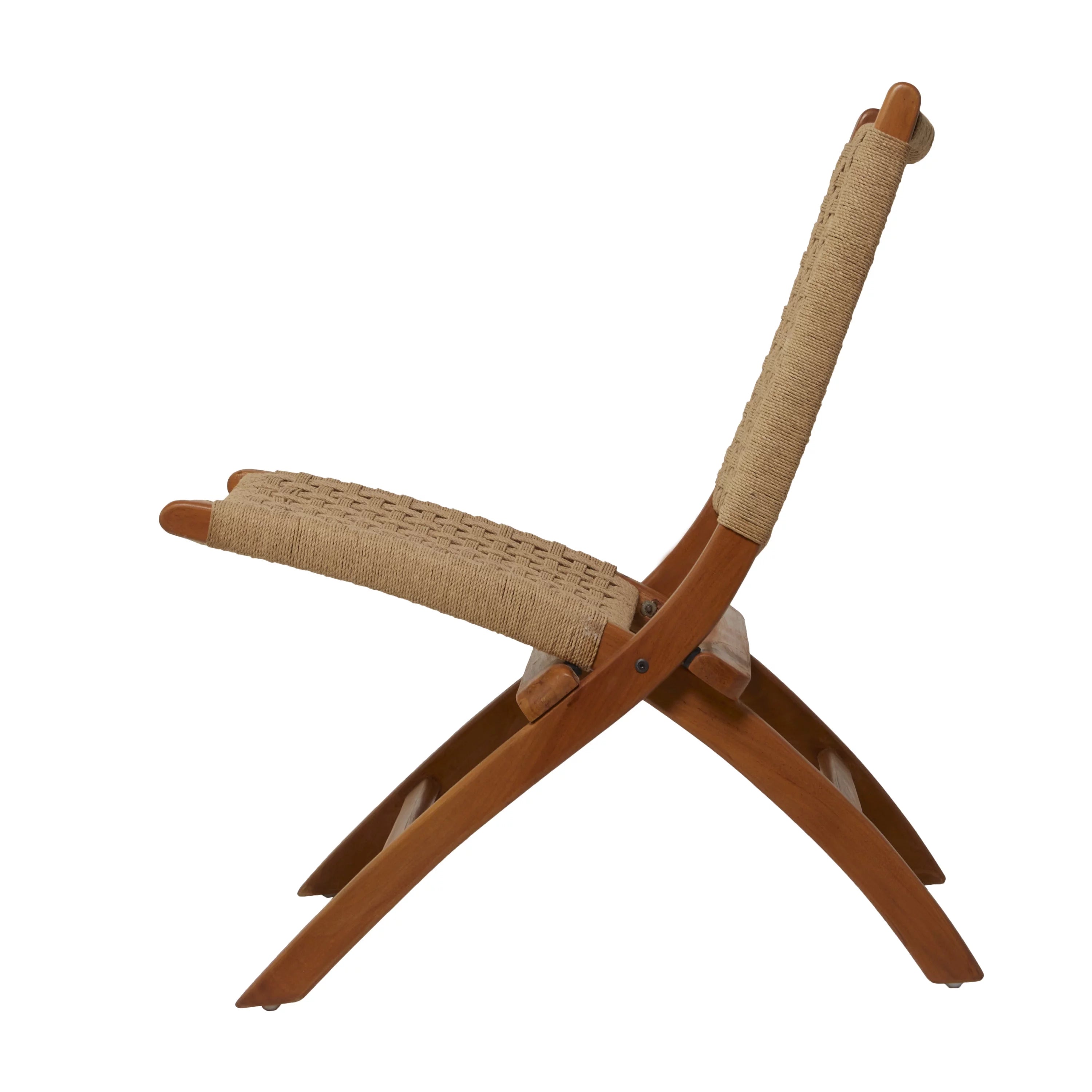 Brown Wood Handmade Woven Lounge Chair Q563899