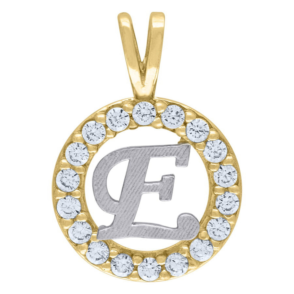 Two Tone Gold Cubic Zirconia Letter Pendant Necklace R52454