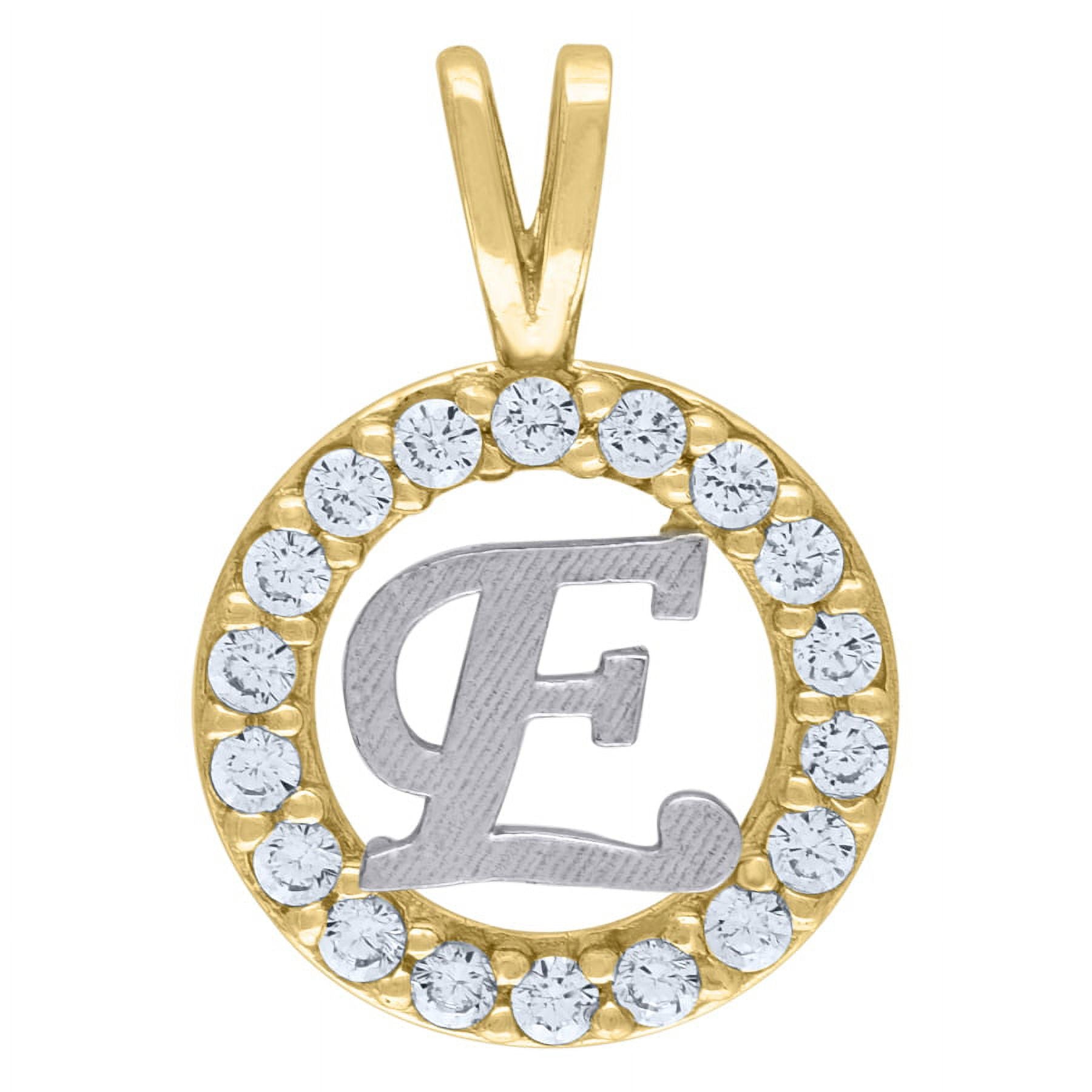 Two Tone Gold Cubic Zirconia Letter Pendant Necklace R52454
