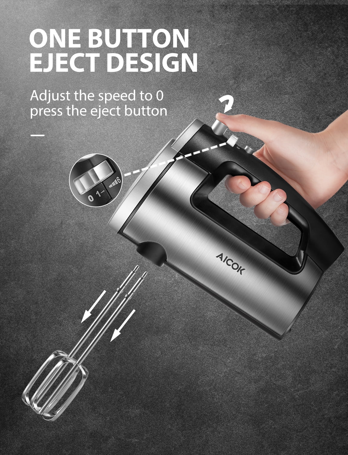 Silver 6 Speed Hand Mixer with 3 Attachments G87393