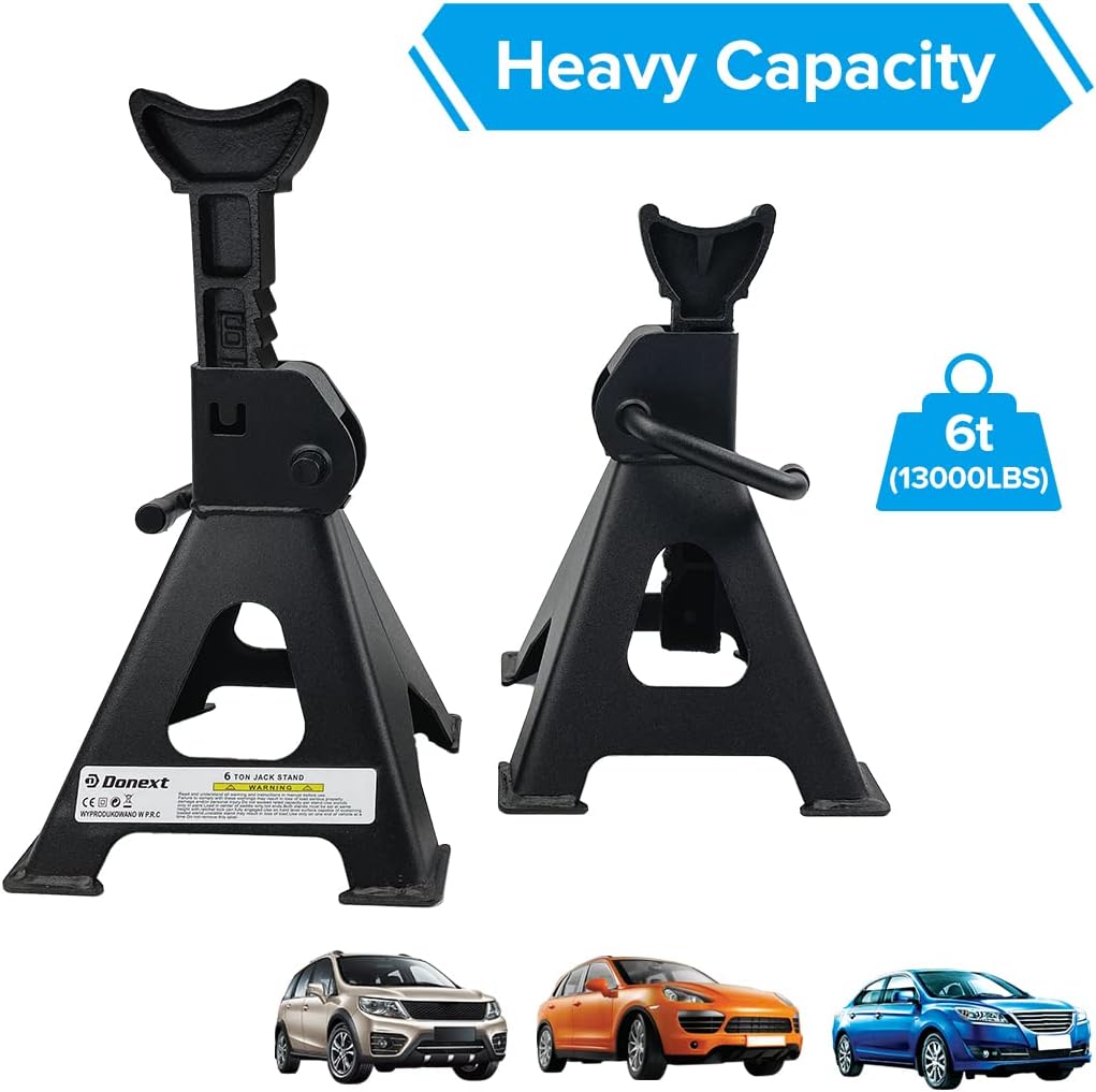 6 Ton Capacity Steel Jack Stands, 1 Pair, Black A9982