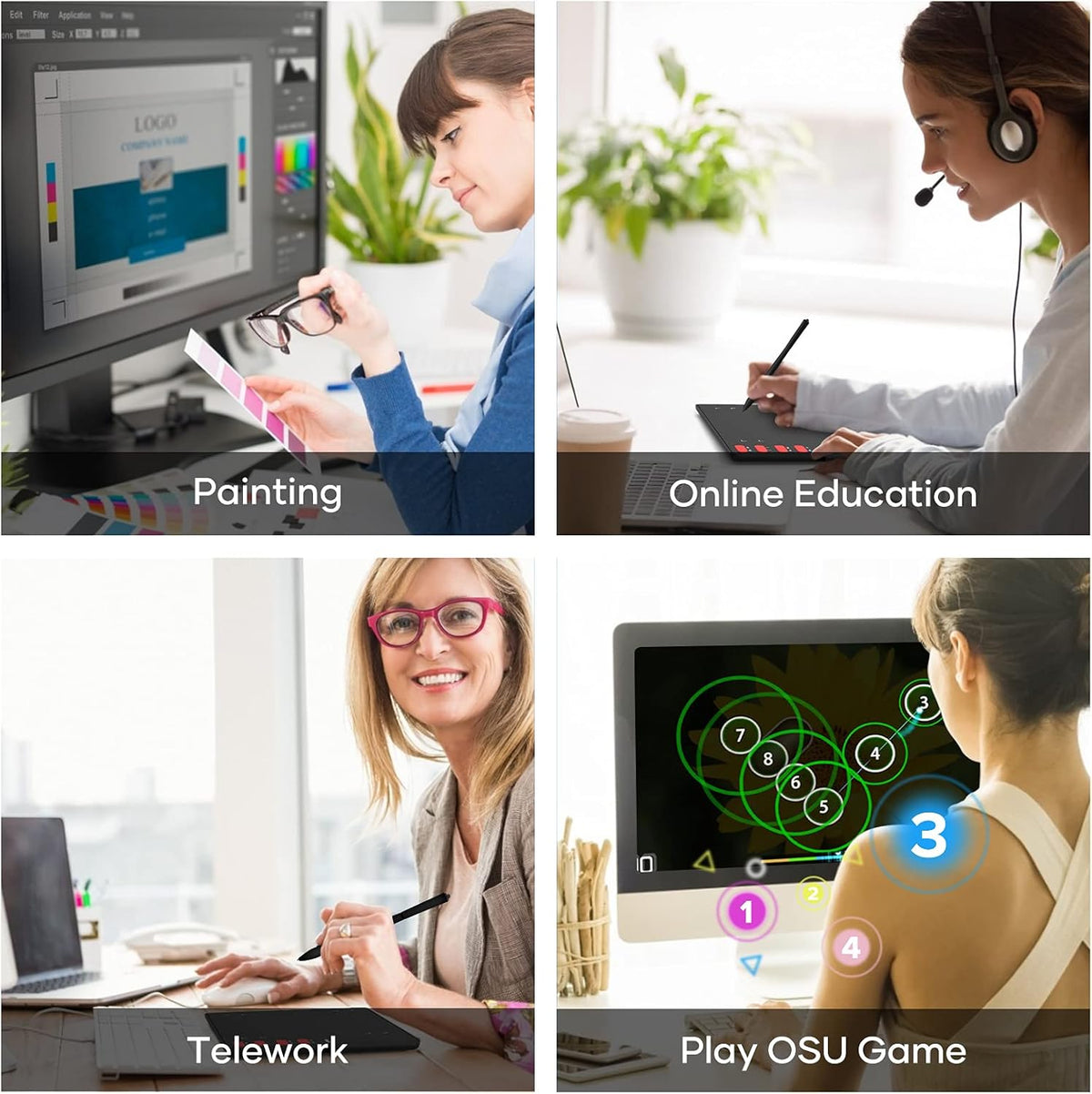 Graphics Drawing Tablet with 8 x 6 Inch Active Area, 8192 Level Battery-Free Pen and 8 Express Keys A4483